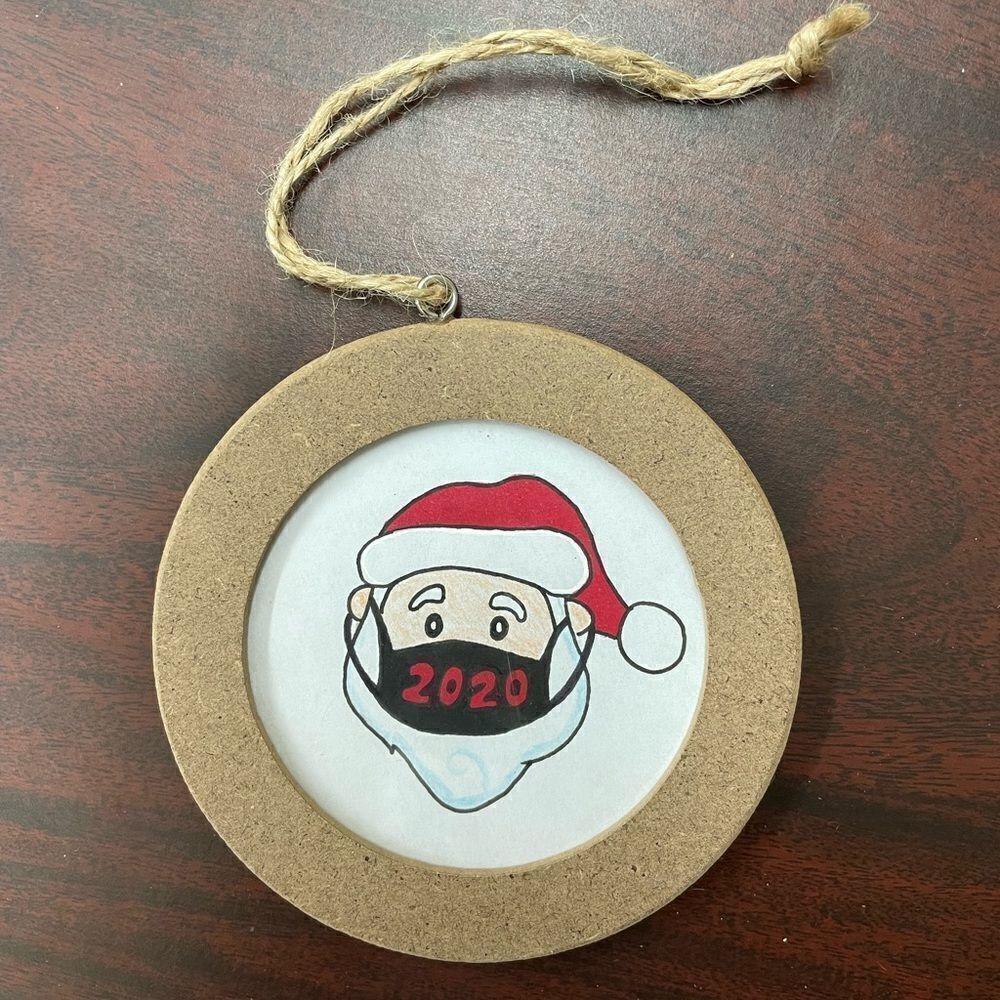 2020 Santa With Mask Christmas Ornament